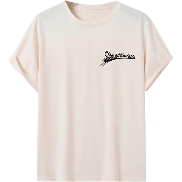 🆕Brand New - Men's Beige With Letter Print Summer Letter Print T Shirts - Picture 2 of 6